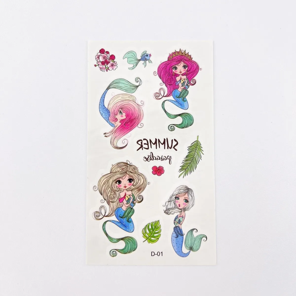 10 Sheets Cartoon Mermaid Tattoos for Birthday Party Supplies Temporary Tattoos