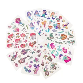 10 Sheets Cartoon Mermaid Tattoos for Birthday Party Supplies Temporary Tattoos