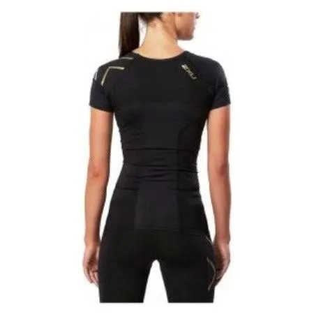 2XU Women's Elite Compression Short Sleeve Top - Black/Gold