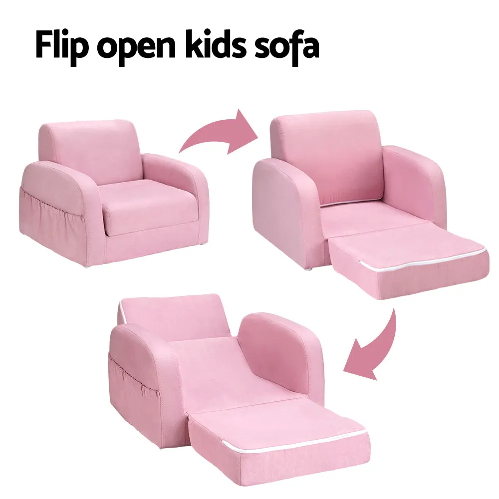 3-in-1 Flip Open Kids Sofa with Storage Pocket - Keezi