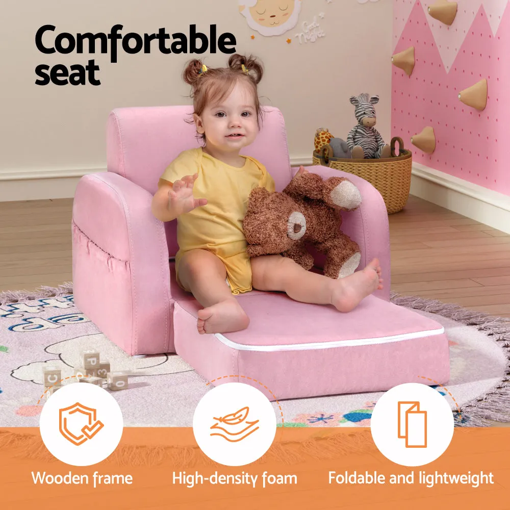 3-in-1 Flip Open Kids Sofa with Storage Pocket - Keezi