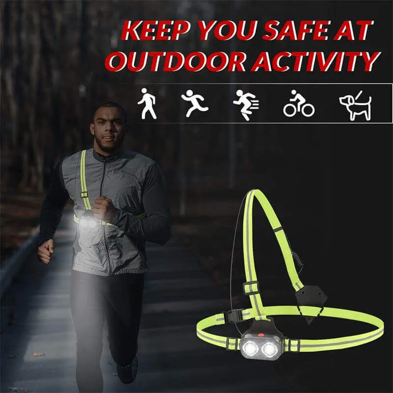 Ultra-Bright 800 Lumens Running Chest Light with Enhanced Back Red Warning Feature for Safe Night Running