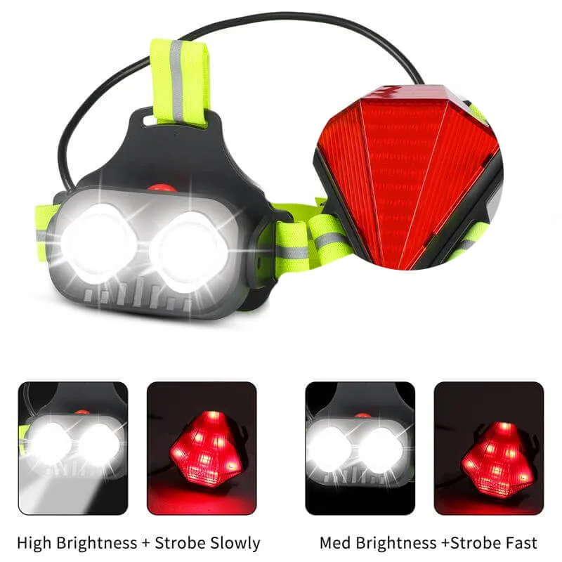 Ultra-Bright 800 Lumens Running Chest Light with Enhanced Back Red Warning Feature for Safe Night Running