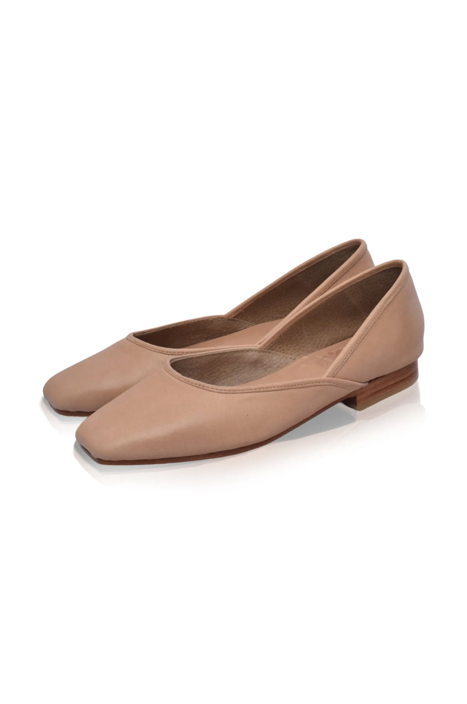 Amore Square Toe Ballet Flats in Dark Brown