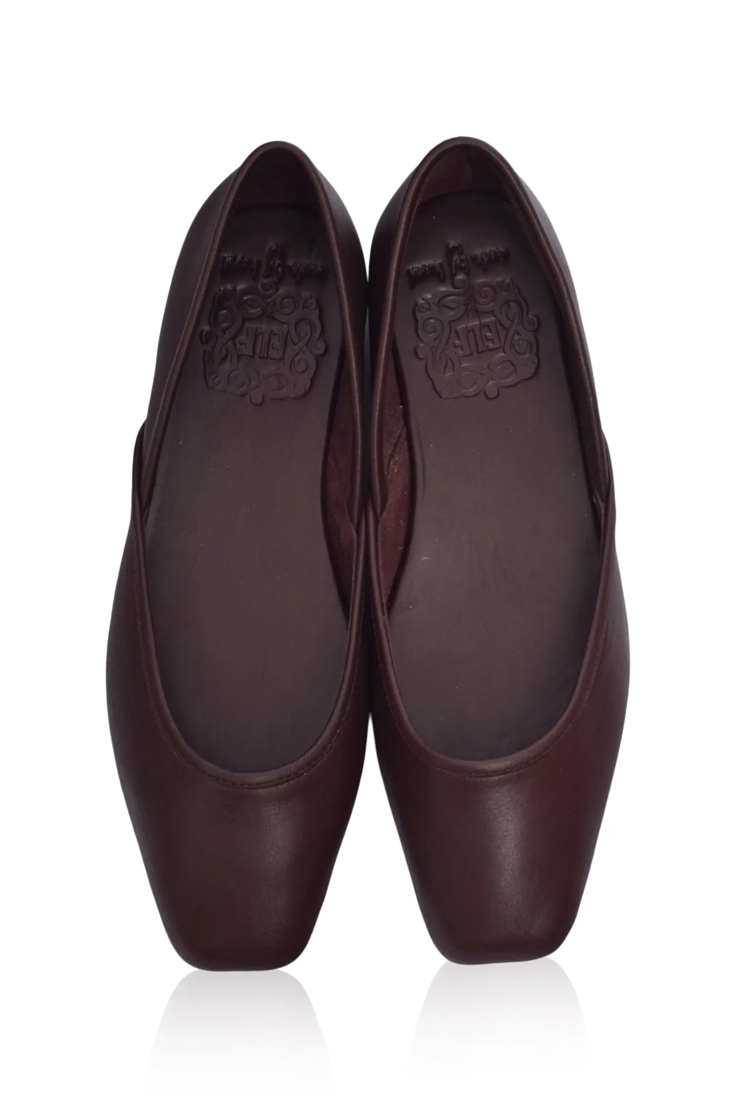 Amore Square Toe Ballet Flats in Dark Brown