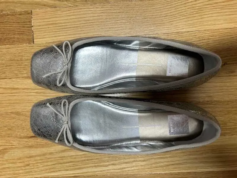 ANISA BALLET FLATS SILVER DISTRESSED LEATHER - re:vita