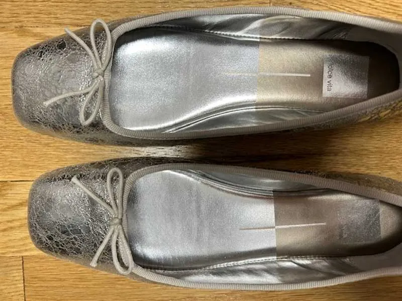 ANISA BALLET FLATS SILVER DISTRESSED LEATHER - re:vita