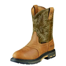 Ariat Men"s 10" Workhog Pull-On H20 WP CT Work Boots - Aged Bark/Army Green 10008635