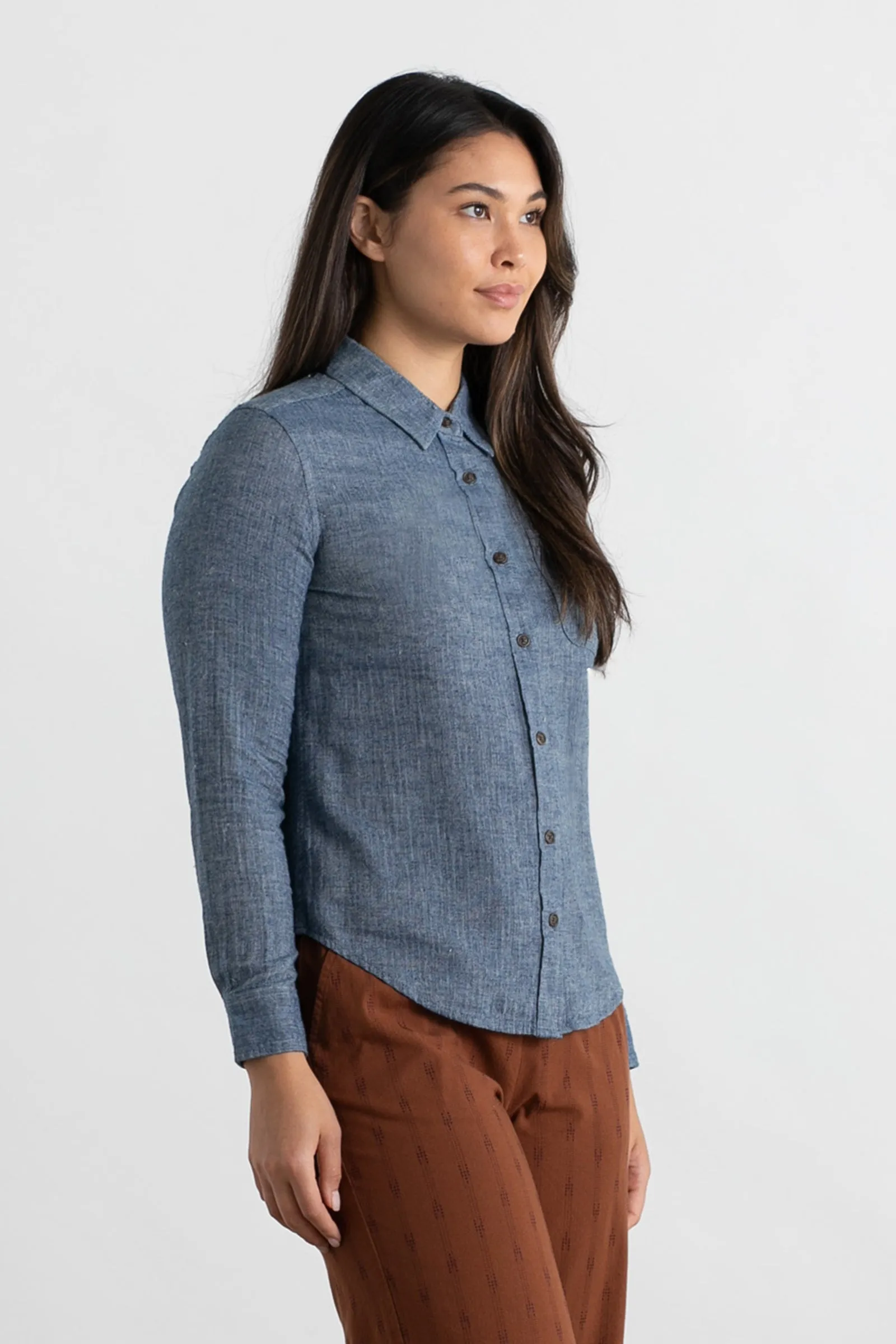 Ash Slim Shirt / Indigo Herringbone