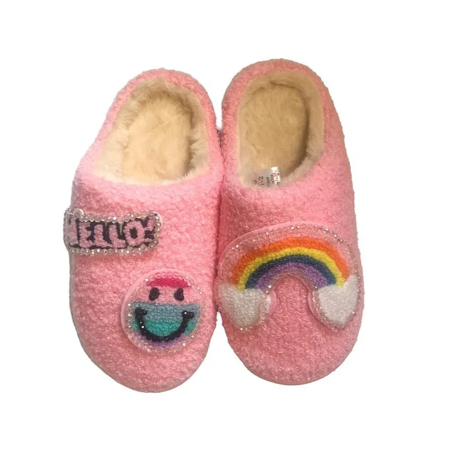 Bari Lynn Rainbow Patch Slides - Pink