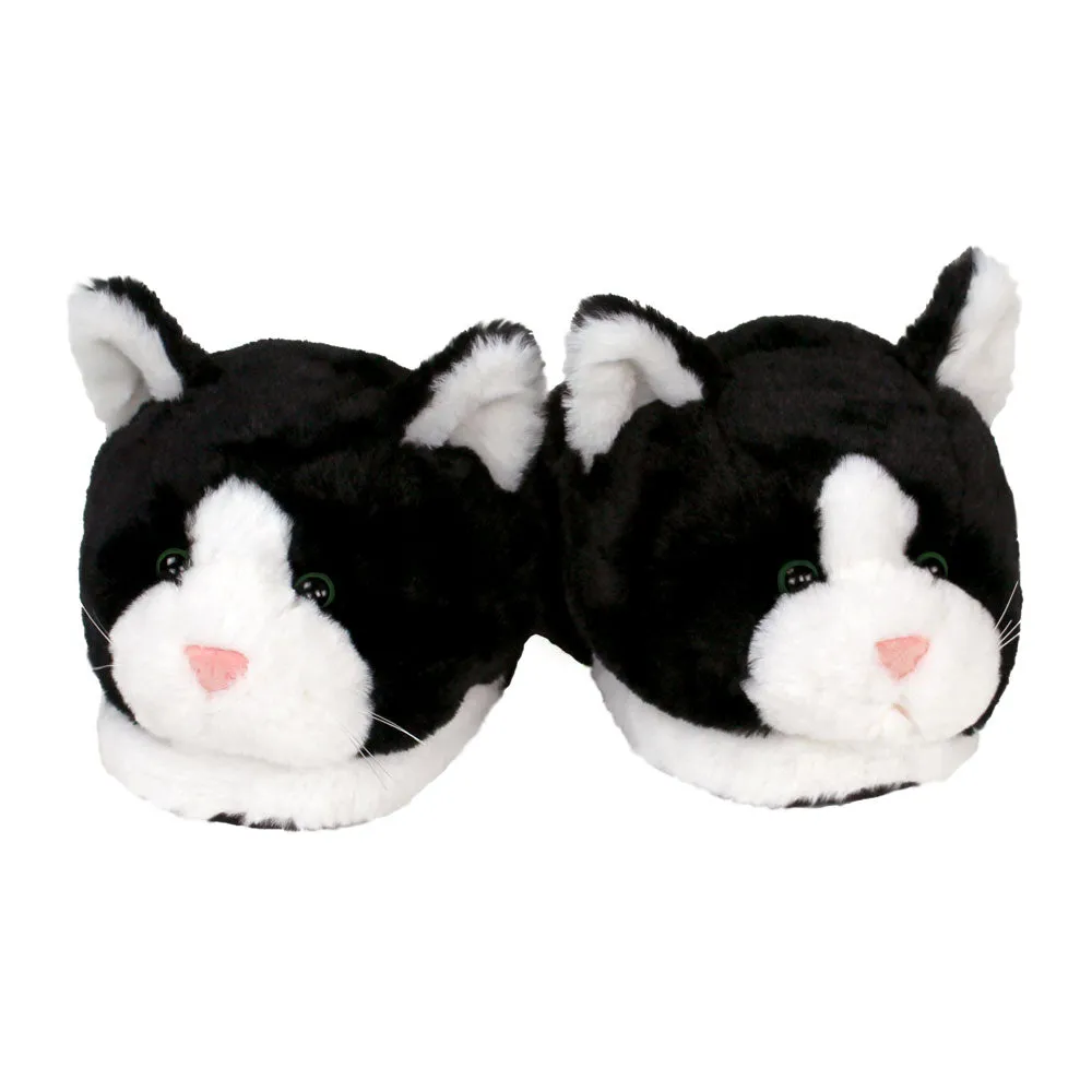 Black and White Kitty Slippers