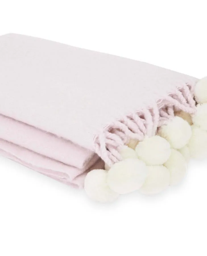 Blush Pom Pom Knitted Blanket