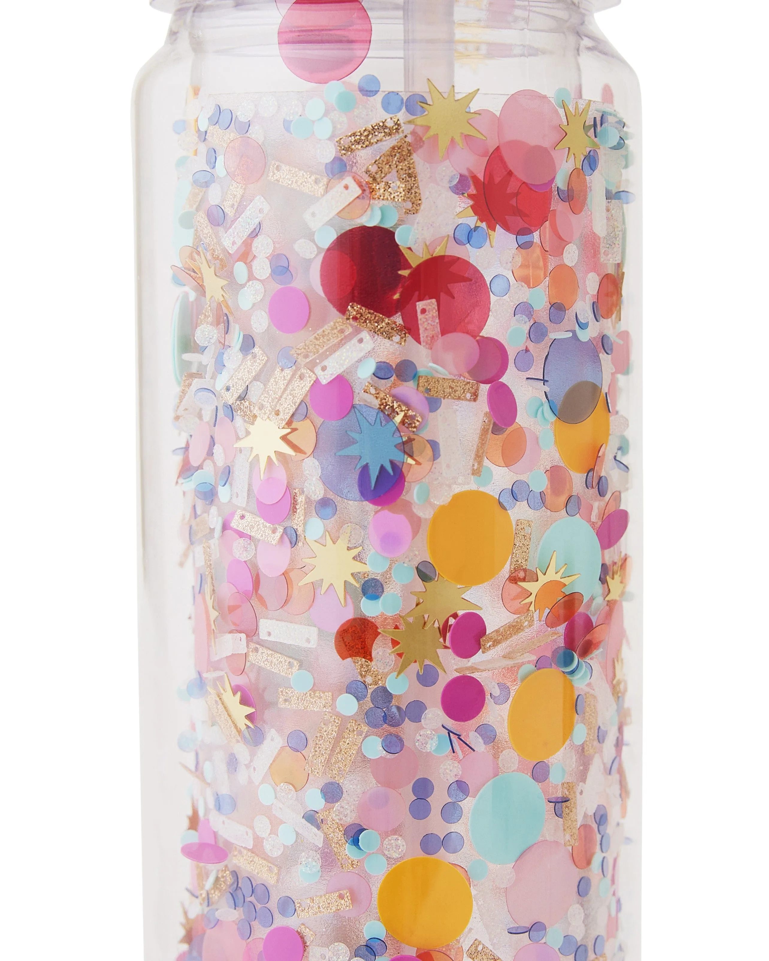 Celebrate Every Day Confetti Water Bottle with Straw