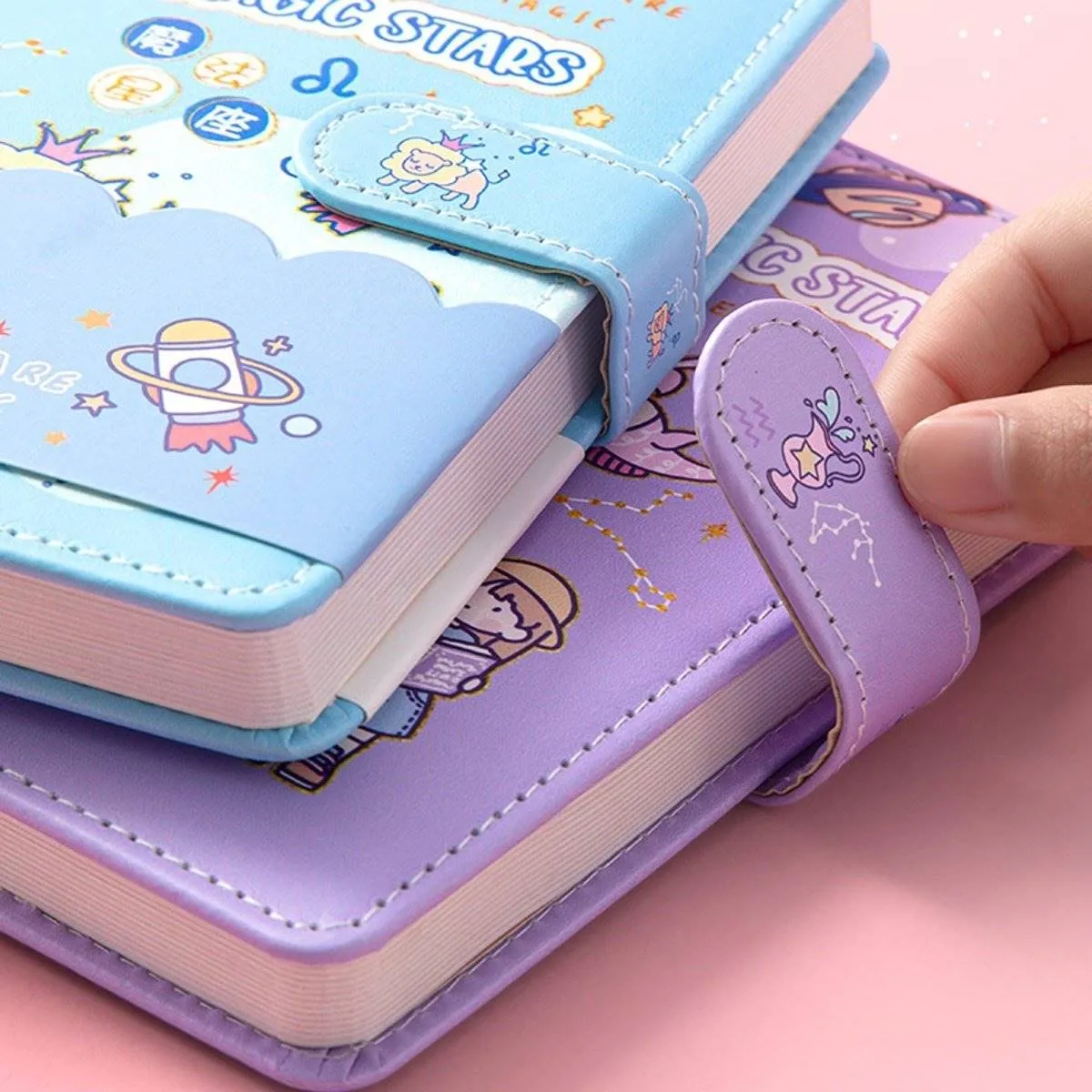 Cute Notebooks for School Magnetic Closure Cartoon Cover Journal Scrapbook