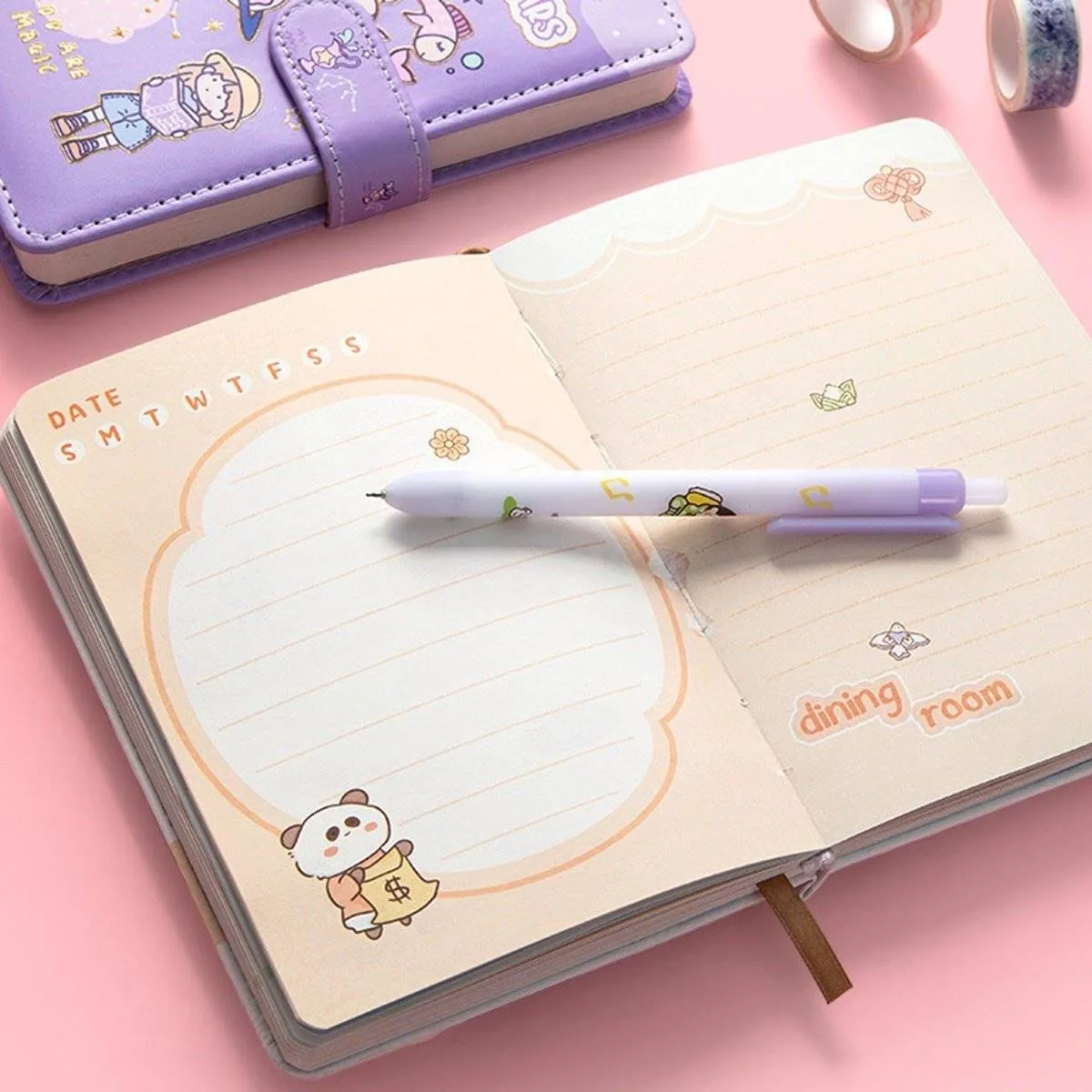 Cute Notebooks for School Magnetic Closure Cartoon Cover Journal Scrapbook