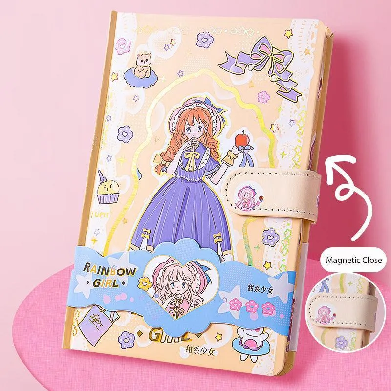 Cute Notebooks for School Magnetic Closure Cartoon Cover Journal Scrapbook