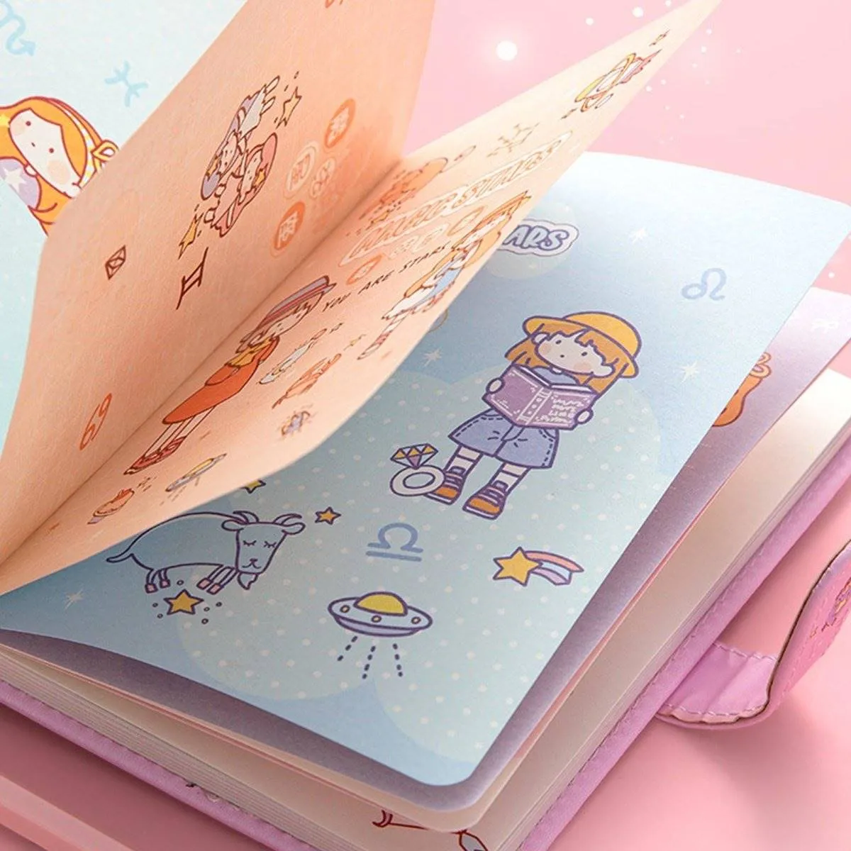 Cute Notebooks for School Magnetic Closure Cartoon Cover Journal Scrapbook