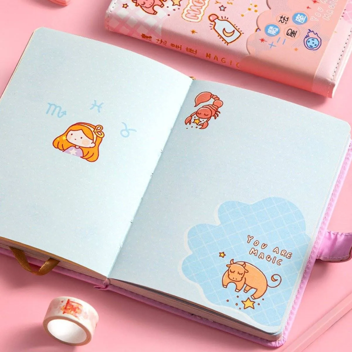 Cute Notebooks for School Magnetic Closure Cartoon Cover Journal Scrapbook