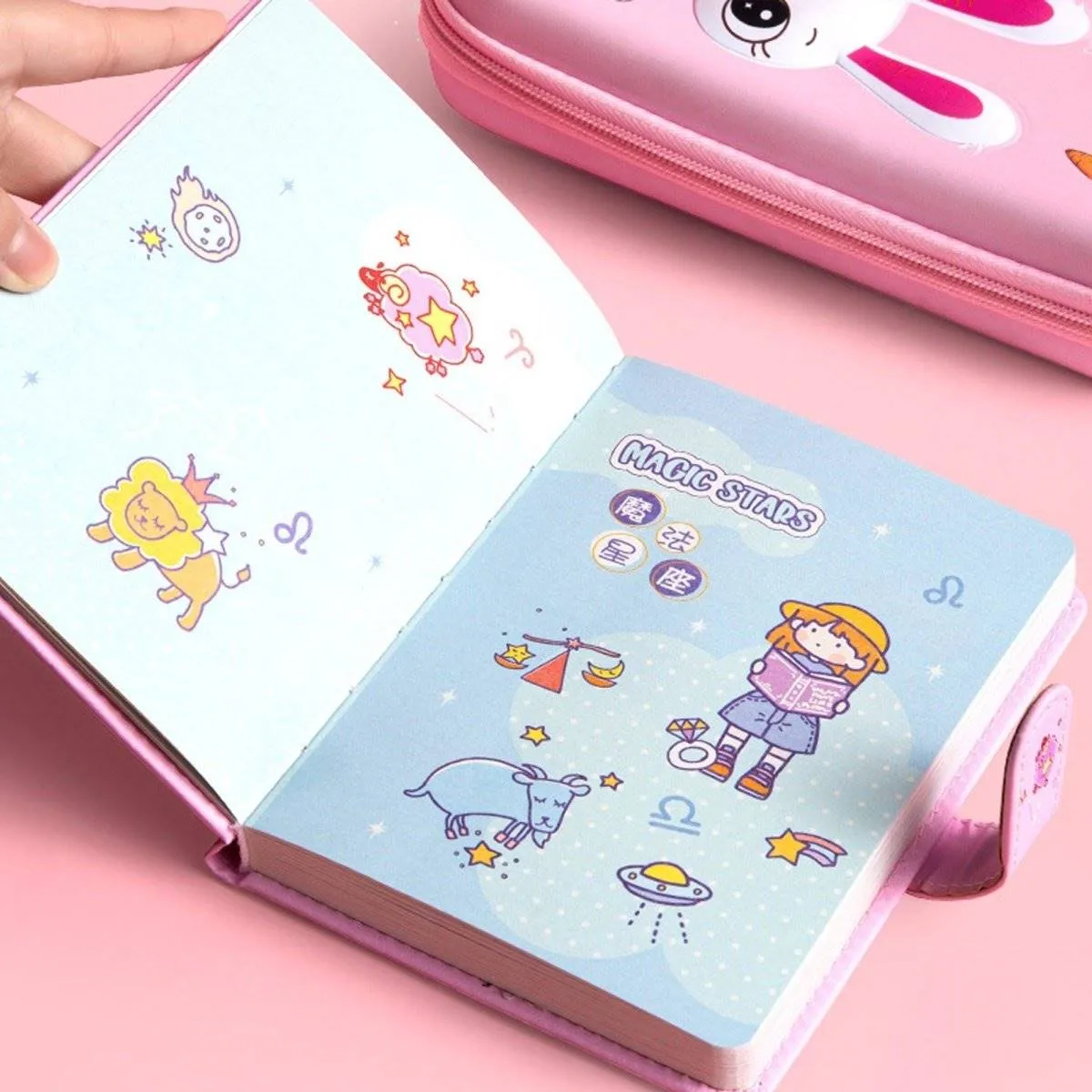 Cute Notebooks for School Magnetic Closure Cartoon Cover Journal Scrapbook