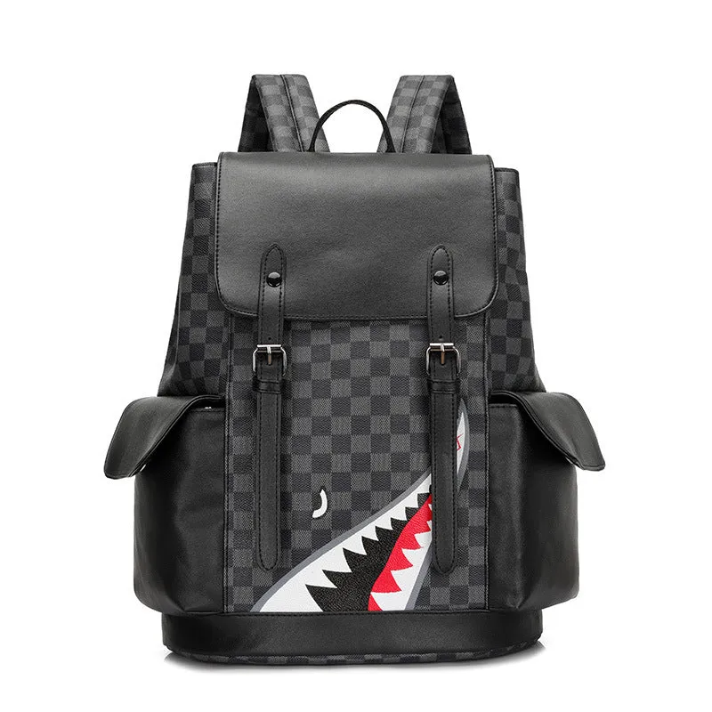 deanwangkt Cross-Border Men's Backpack Square Fashion Brand Retro Men's Leisure Schoolbag Pu Large Capacity Middle School Students' Backpack