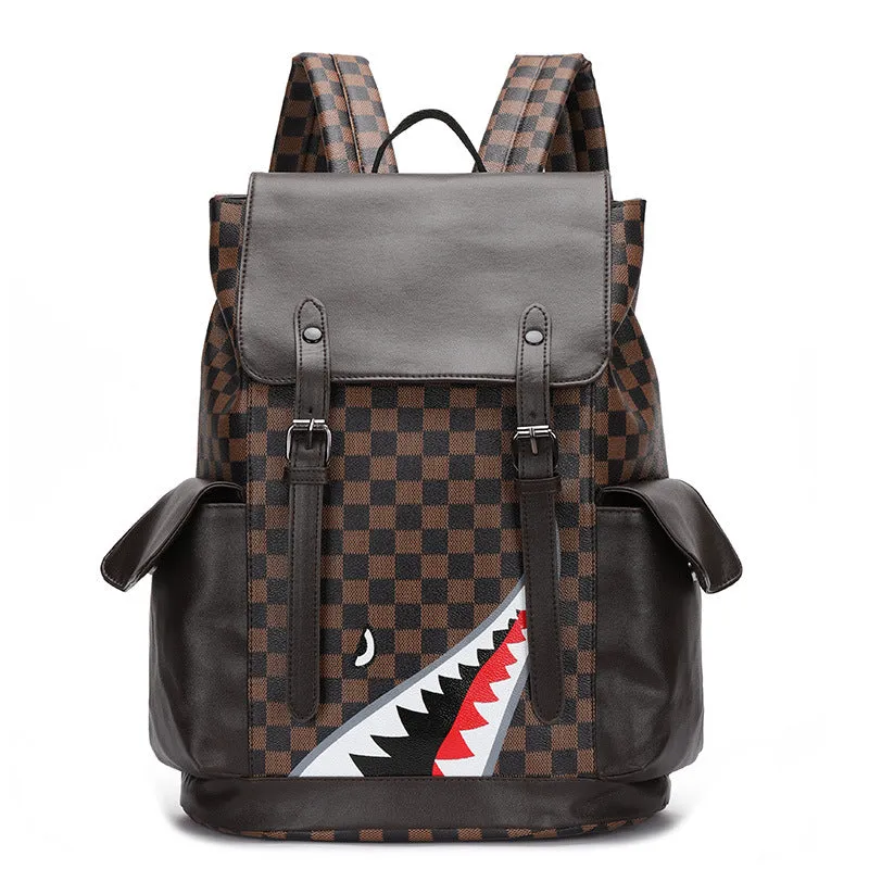 deanwangkt Cross-Border Men's Backpack Square Fashion Brand Retro Men's Leisure Schoolbag Pu Large Capacity Middle School Students' Backpack