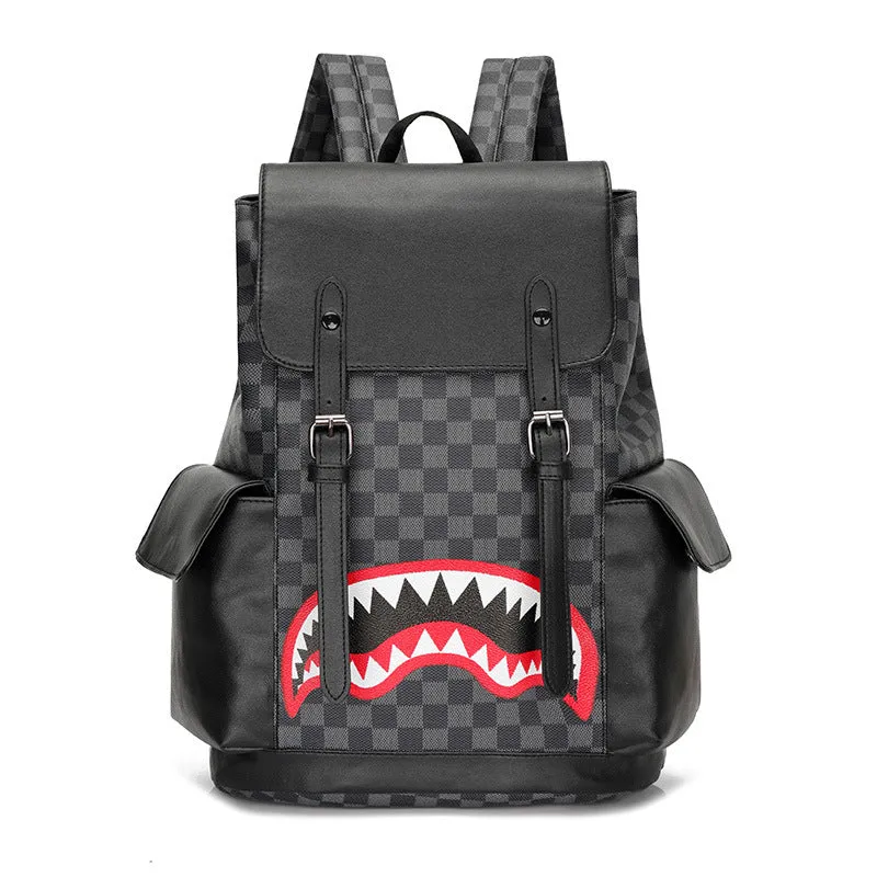 deanwangkt Cross-Border Men's Backpack Square Fashion Brand Retro Men's Leisure Schoolbag Pu Large Capacity Middle School Students' Backpack