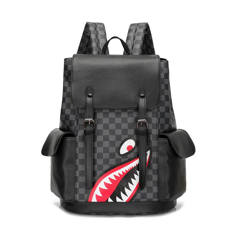 deanwangkt Cross-Border Men's Backpack Square Fashion Brand Retro Men's Leisure Schoolbag Pu Large Capacity Middle School Students' Backpack