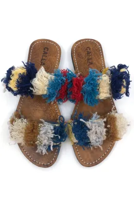 Hali Sandals “Jinsa” In Colors Navy, Pale Blue, Blue, Brown, & Red (Size 39)