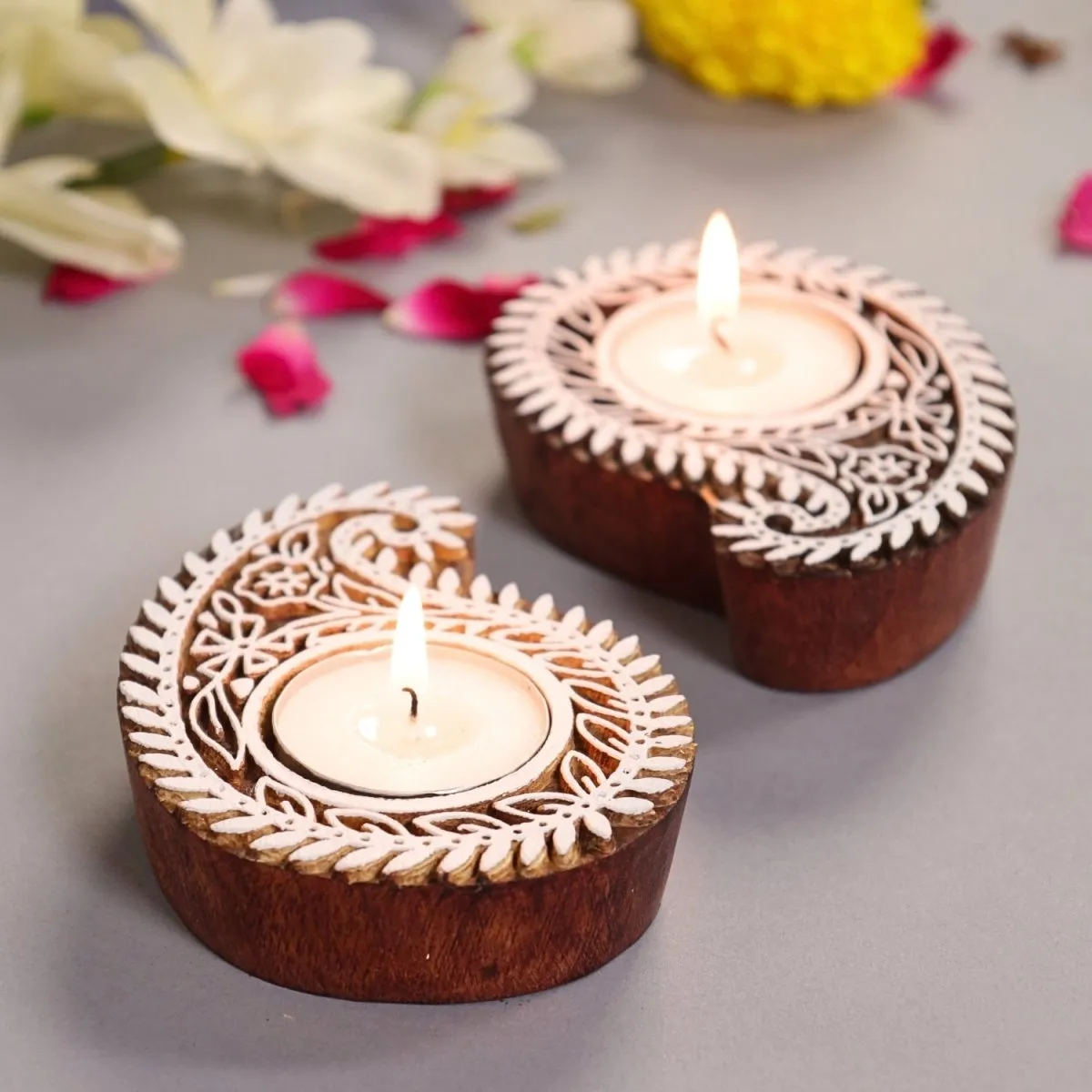 Handmade Cotton Fabric Toran, Engraved Diyas (2 pcs) with Rust Aasan Combo Set | Festive Decor Item | Handmade in India