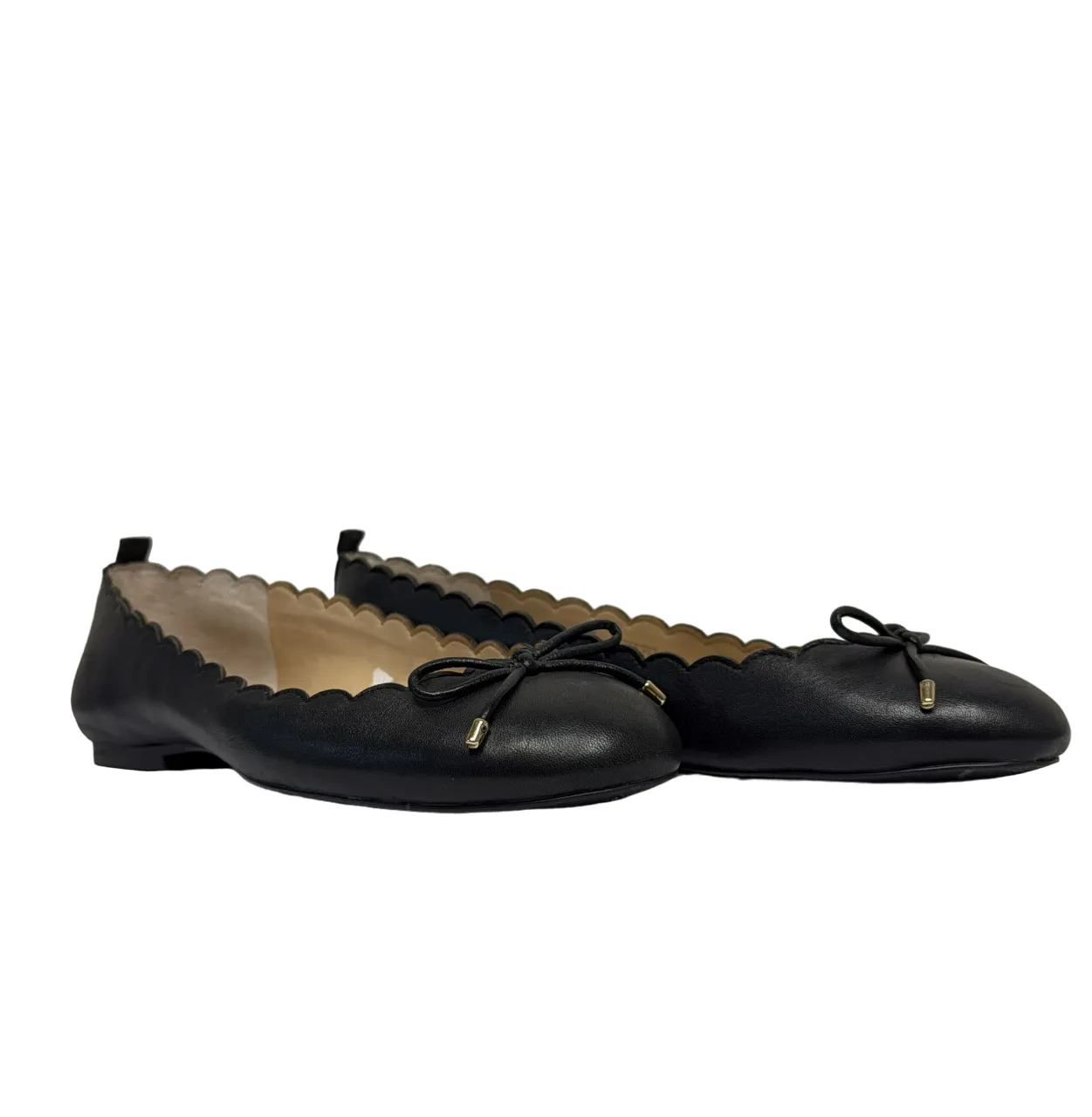 Land's End Women's Black Scalloped Edge Ballet Flats