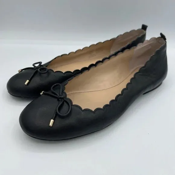 Land's End Women's Black Scalloped Edge Ballet Flats