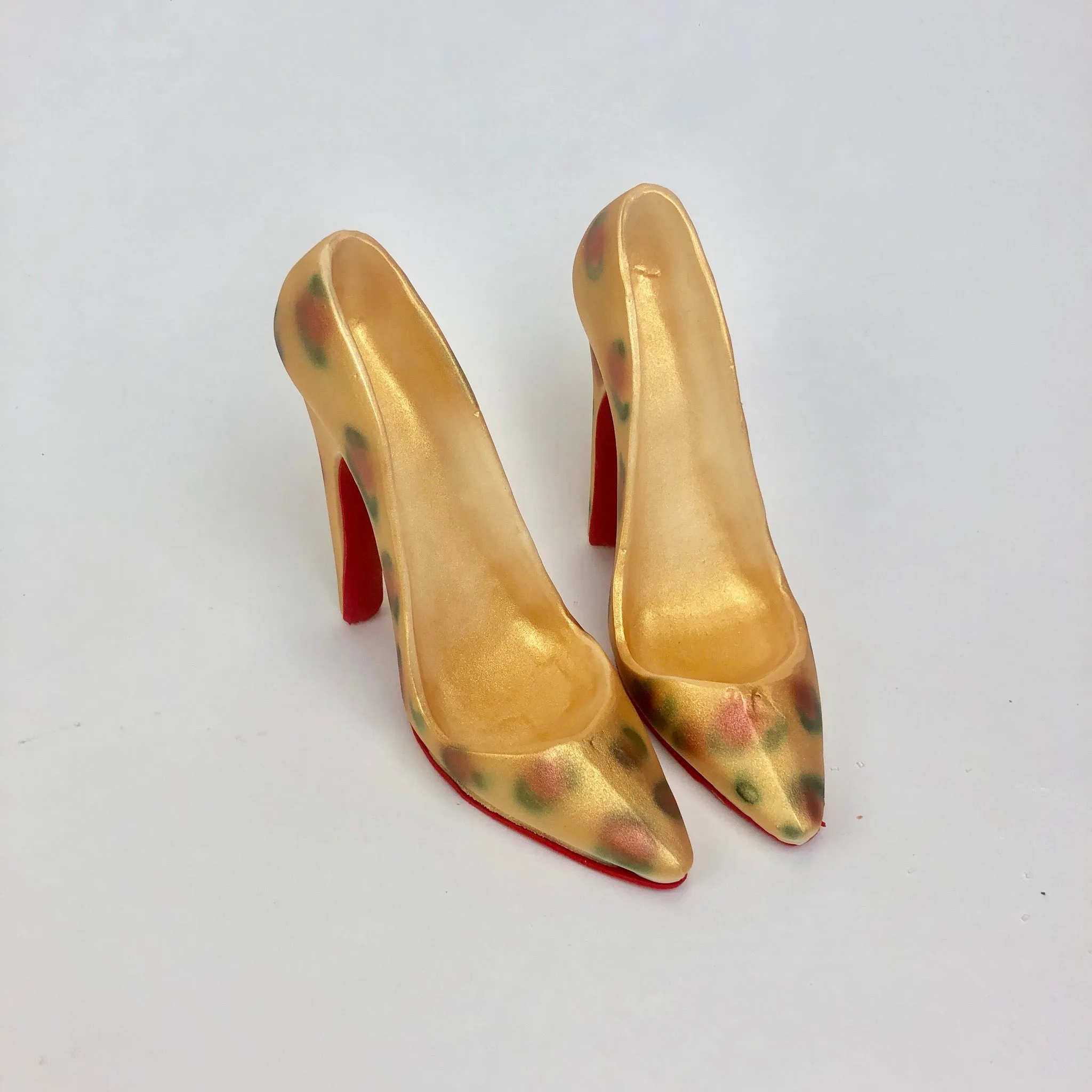 Leopard White Chocolate Stiletto Shoe with Red Bottom