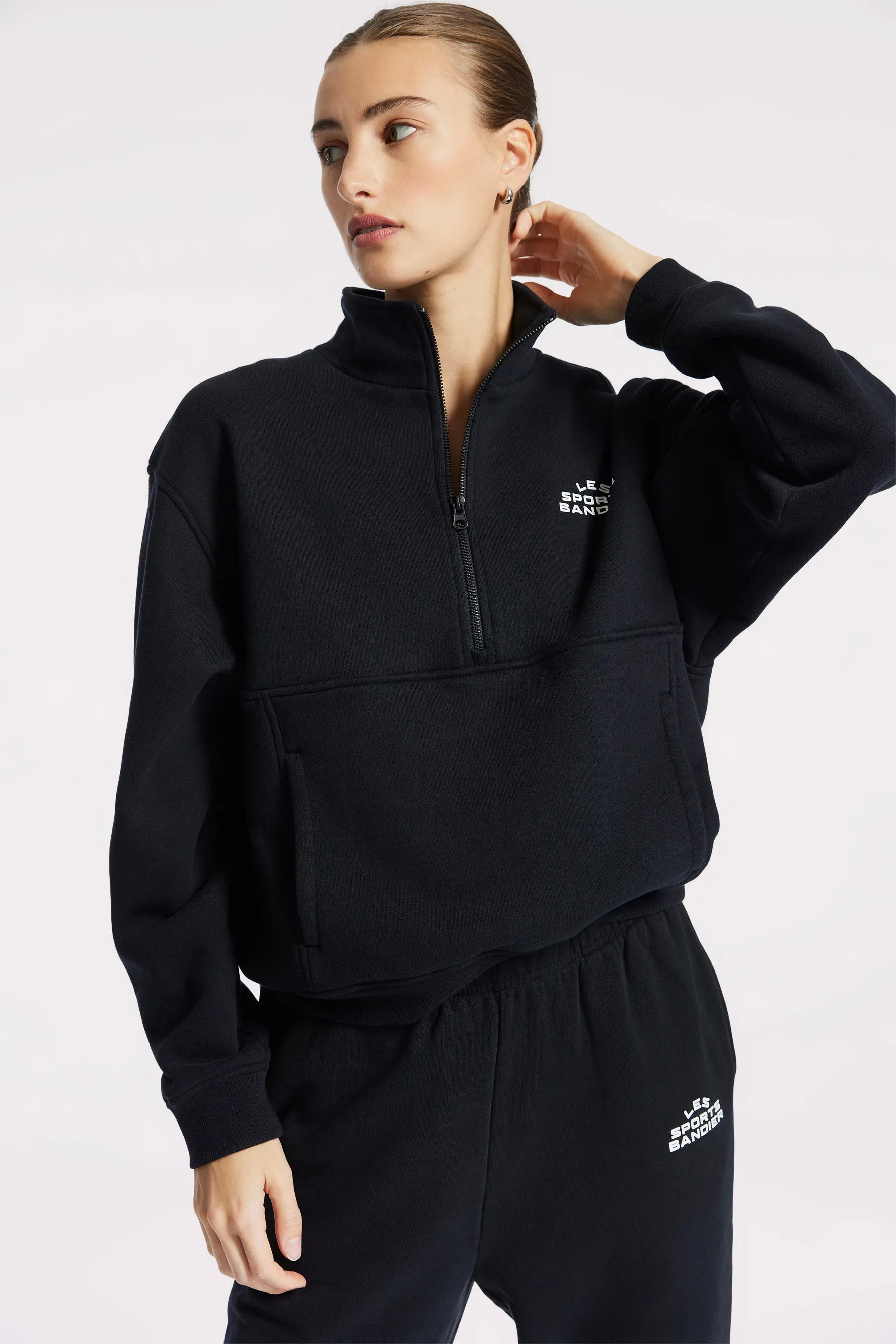 Les Sports Bandier 1/2 Zip Sweatshirt - Black/white