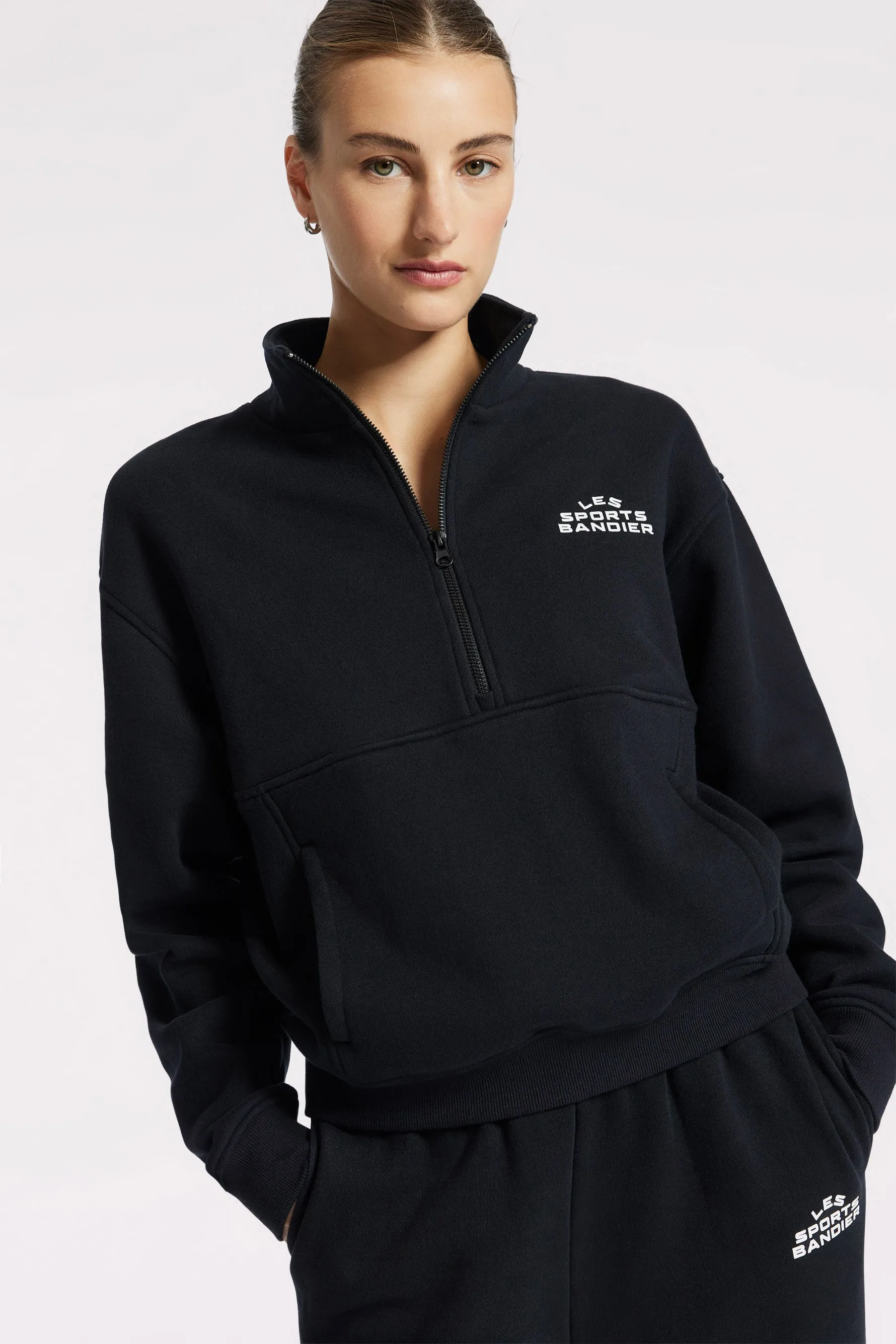 Les Sports Bandier 1/2 Zip Sweatshirt - Black/white