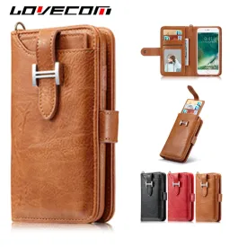 LOVECOM For Samsung Galaxy S5 S6 S7 Edge S8 Plus Note 8 Case Retro Leather 2 in 1 Wallet Flip Cases Card Holder Phone Bags