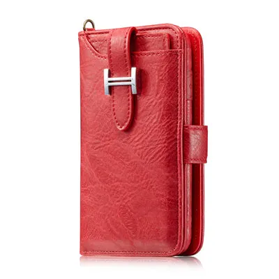 LOVECOM For Samsung Galaxy S5 S6 S7 Edge S8 Plus Note 8 Case Retro Leather 2 in 1 Wallet Flip Cases Card Holder Phone Bags