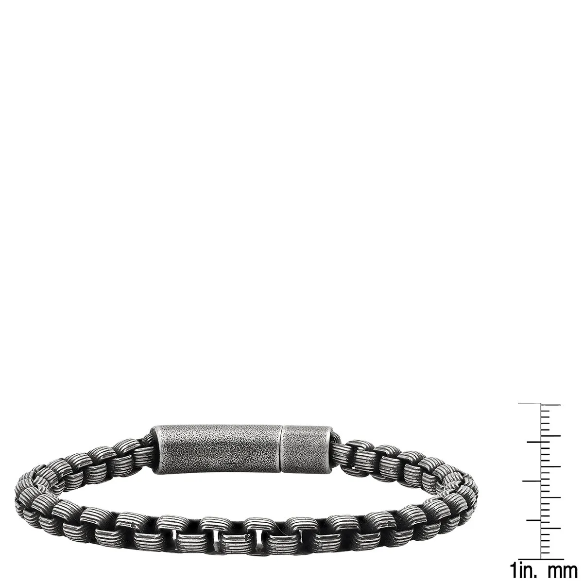 Men's Oxidized Stainess Steel Round Box Chain Bracelet