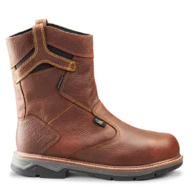 Men's Terra Brown Patton Wellington Waterproof Pull-On Safety Work Boot with Internal Met Guard 4TCCBN