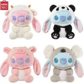 MINISO Kawaii Disney Stitch & Angel Plush Doll | Anime Plushies Toys | Cartoon Stuffed Toy | Cute Soft Car & Sofa Pillow | Kid Gift