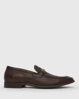 Stylish Mens NATE Leather Loafers with Elegant Buckle Trim