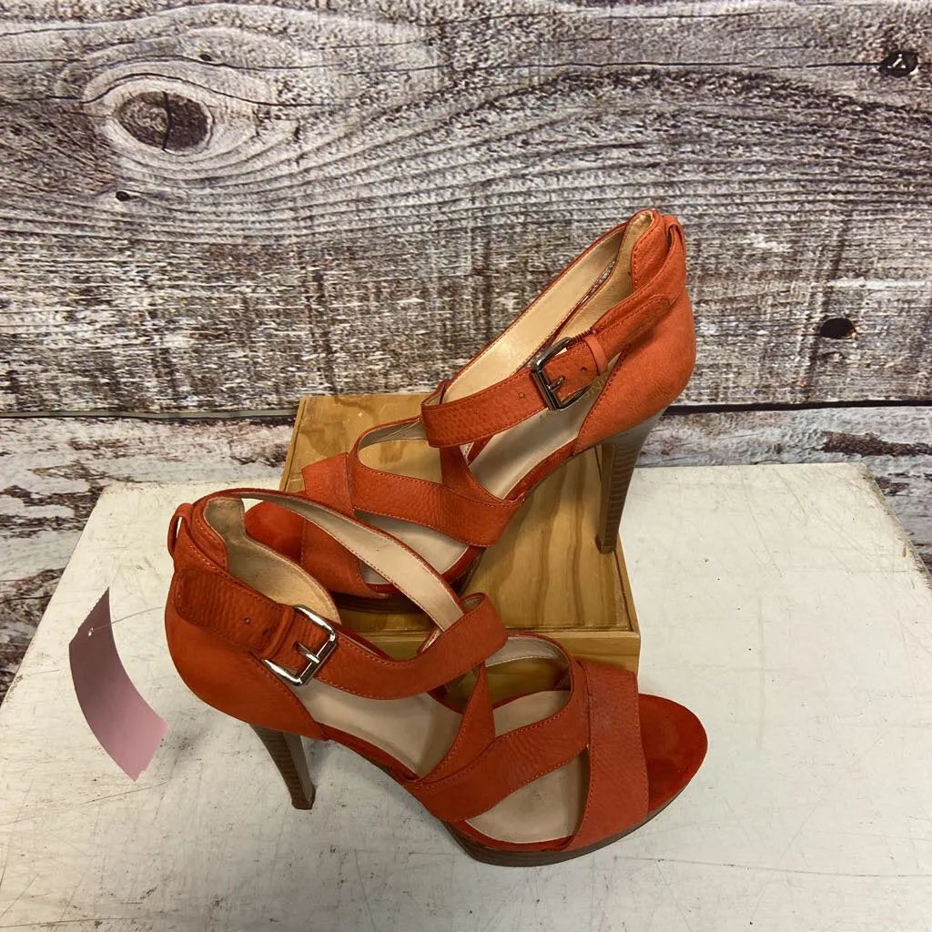 NINE WEST ORANGE MAKEWAVESO HEEL SIZE 8 TCC