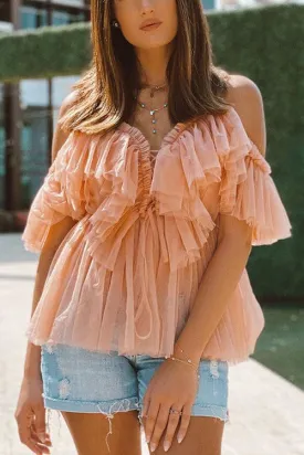 Off Shoulder Lace Up Layer Top