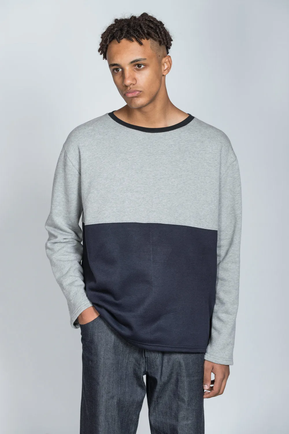 Organic Colour Block Sweatshirt in Grey & Black