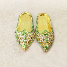 Peridot and Diamond Rhinestone - Deity Shoes - Large Sizes