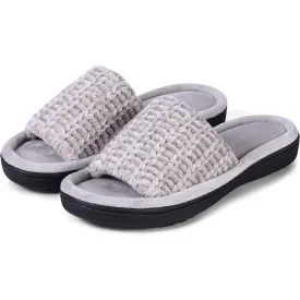 Roxoni Women's Soft Open Toe Slide Slippers, Indoor Outdoor Rubber Sole