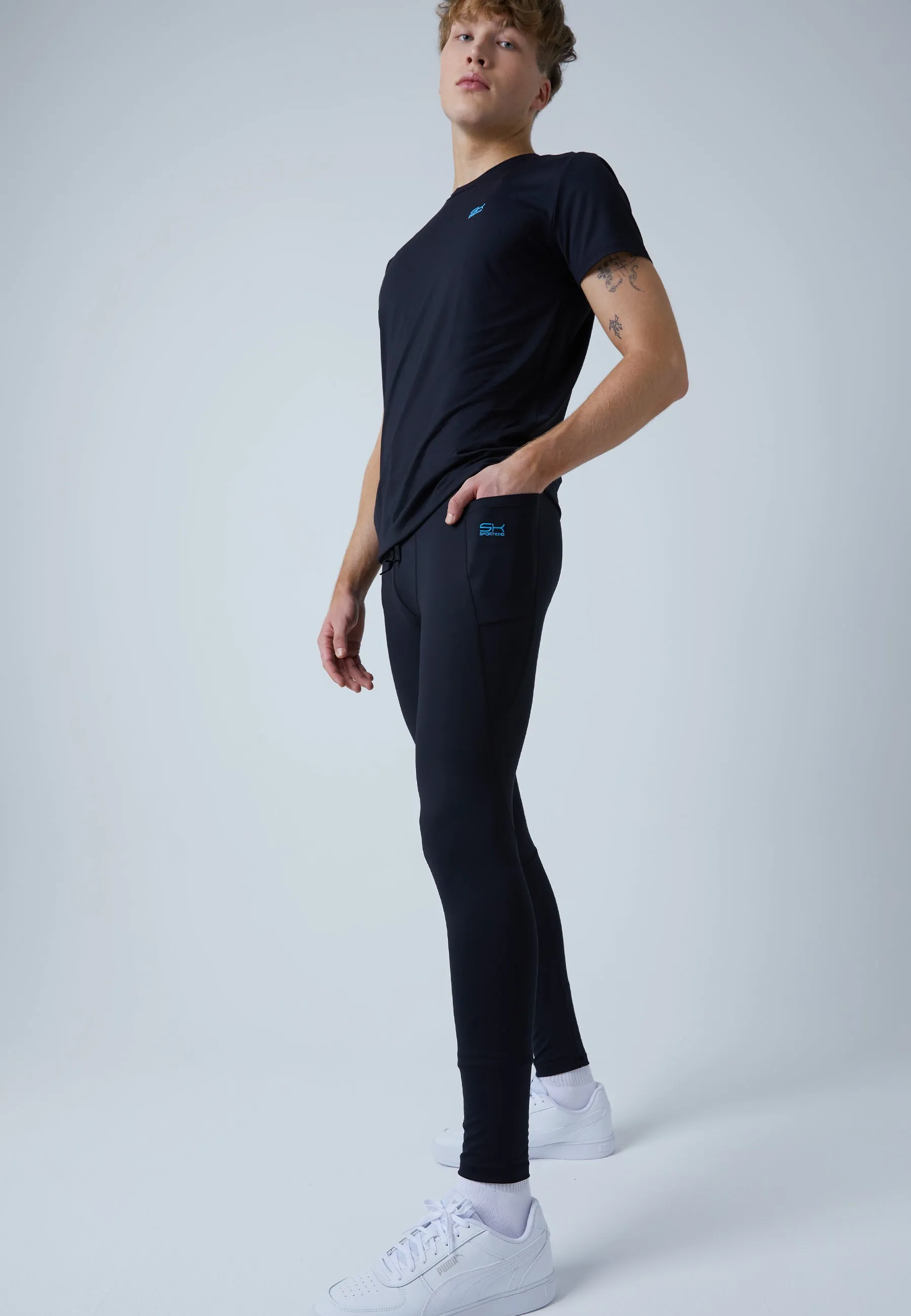 Running Tights with pockets, long, black