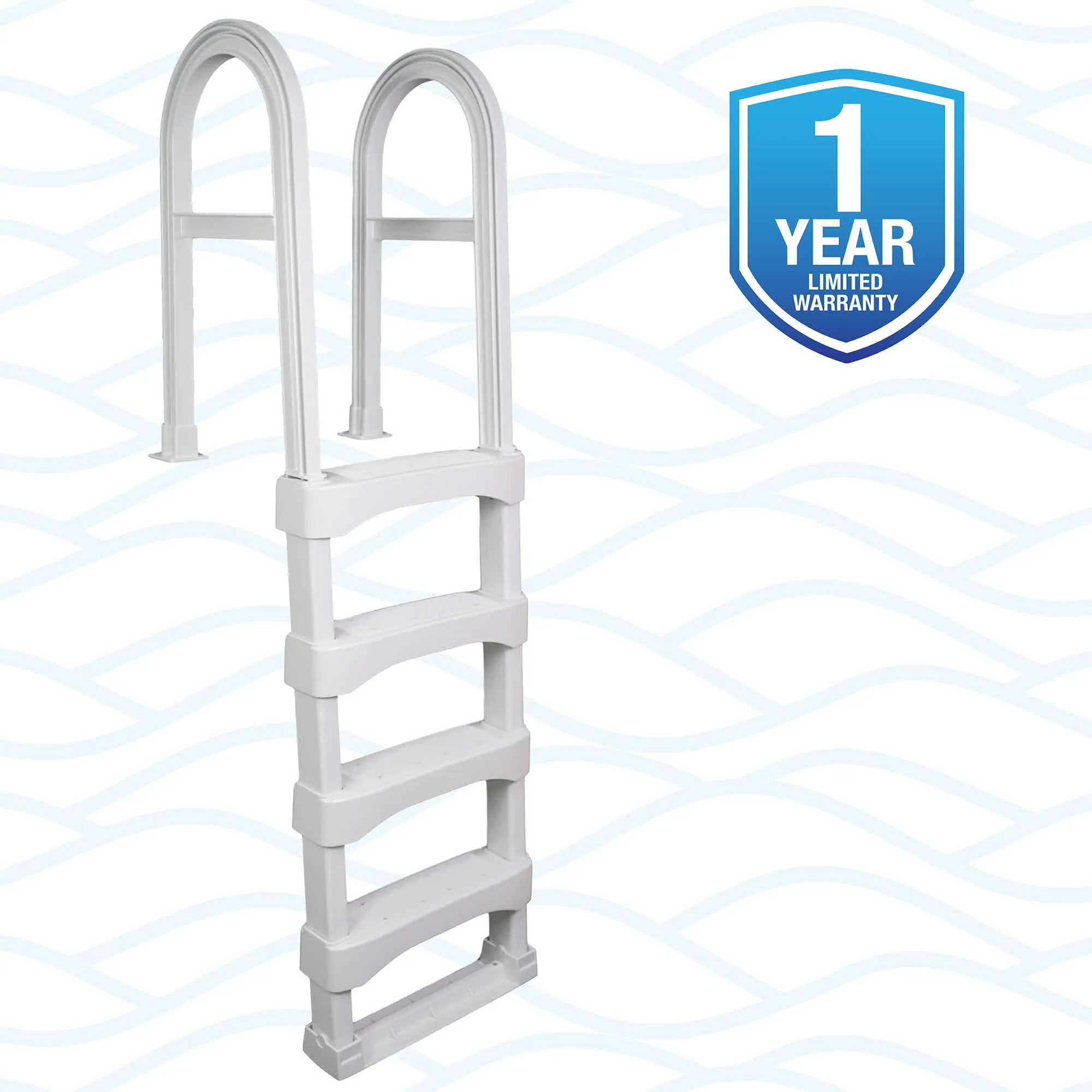 Snap-Lock Deck Ladder for Above-Ground Pools - White