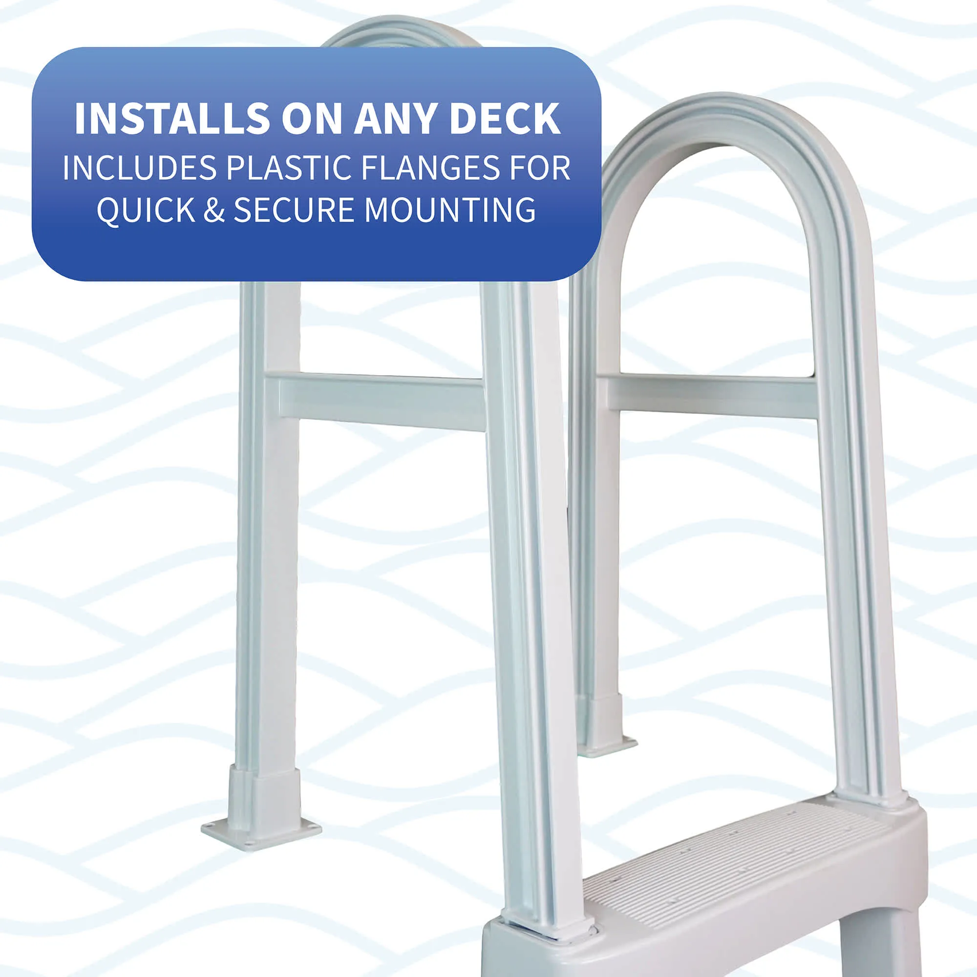 Snap-Lock Deck Ladder for Above-Ground Pools - White