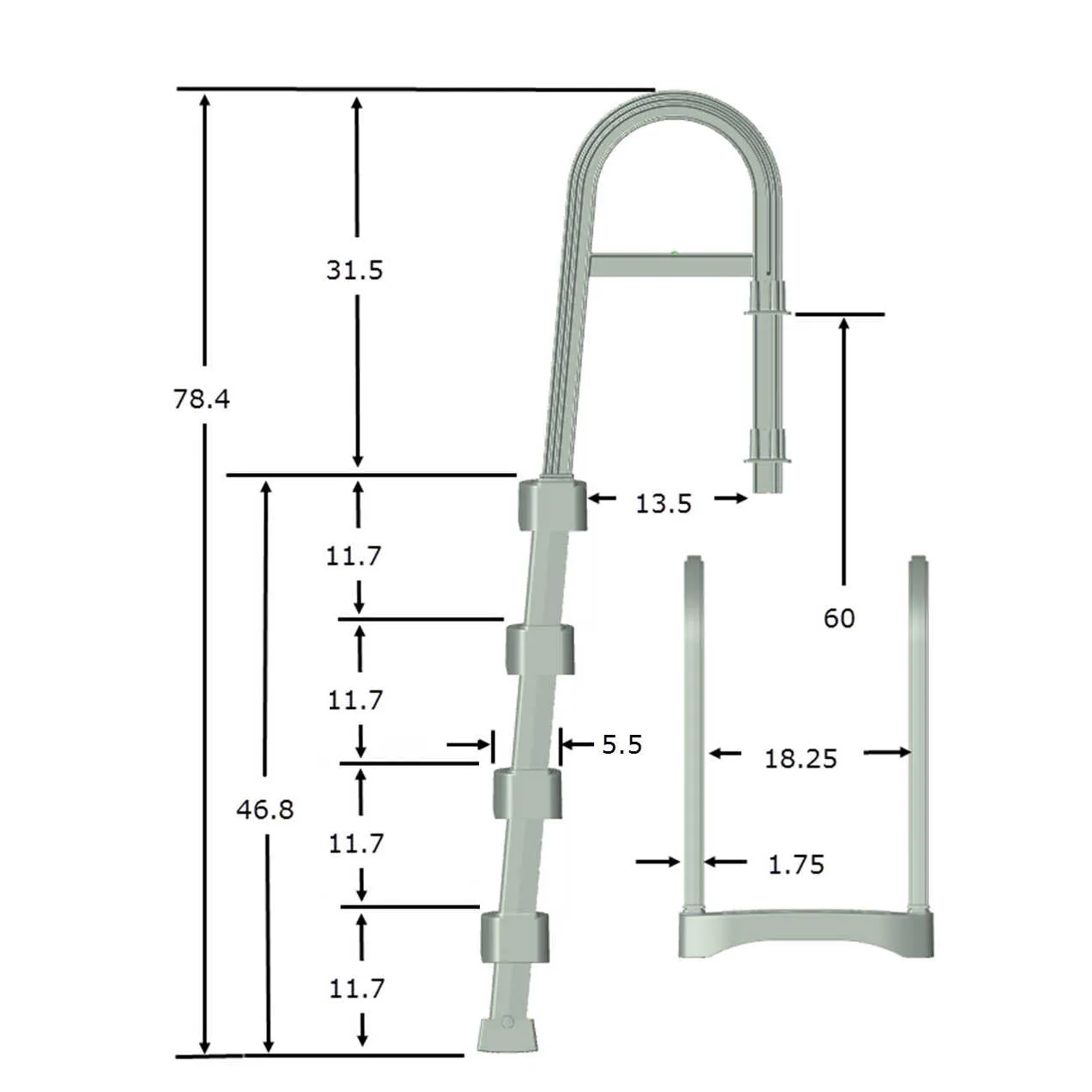 Snap-Lock Deck Ladder for Above-Ground Pools - White