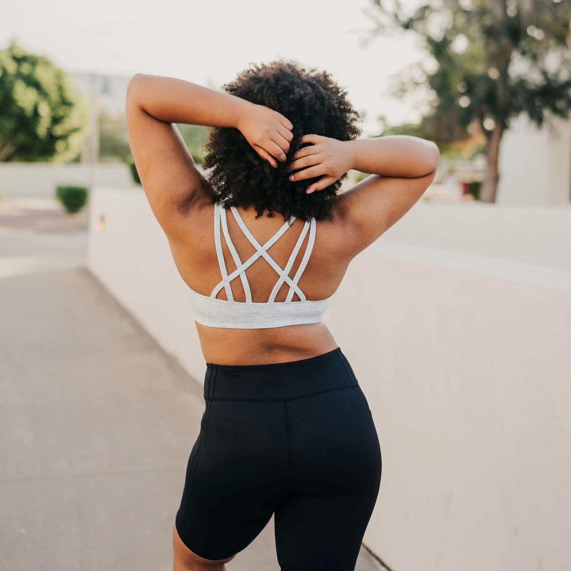 Strappy Sports Bra - Heathered White